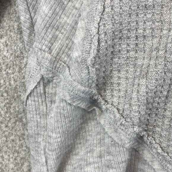 Free People thermal long sleeve tee XS oversized raw edge grunge boho waffle - Picture 6 of 8